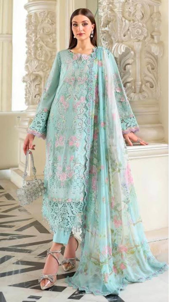 Light Sea Blue 3PC Cotton Summer Outwear 
