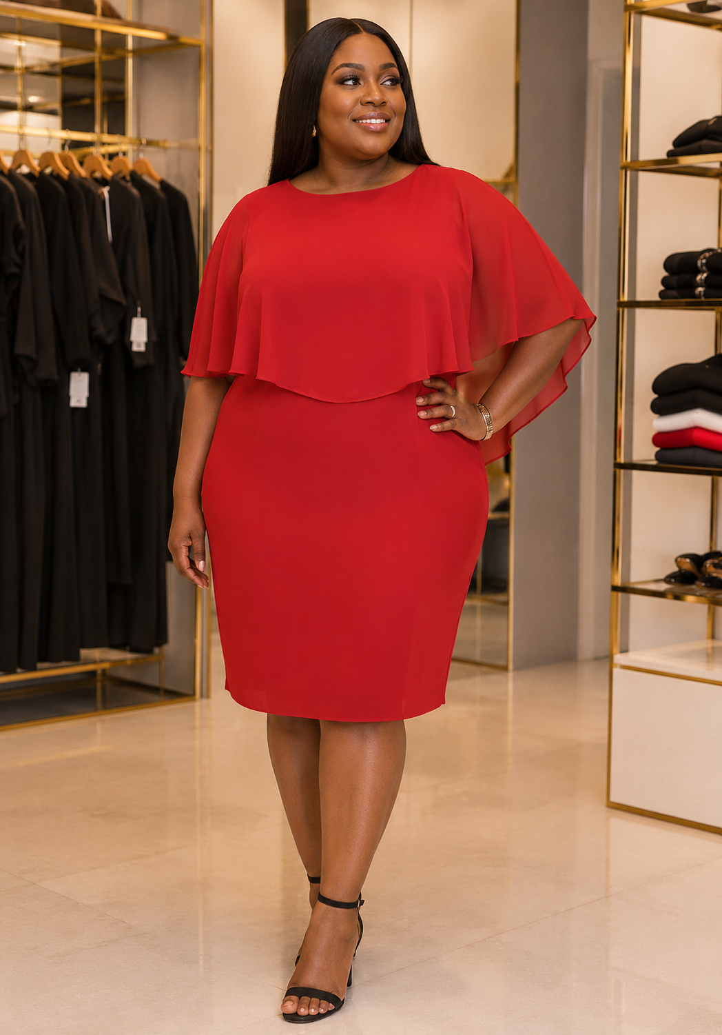 Glamour Night Cape Dress 22w(2XL)