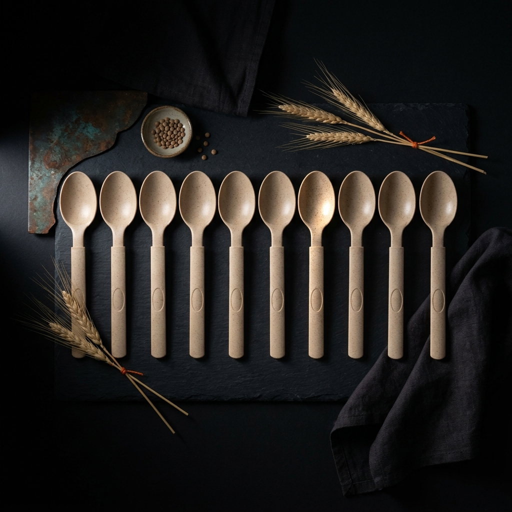 Cutlery  - 10 PCS Disposable spoon (Biodegradable - wheat straw)_1