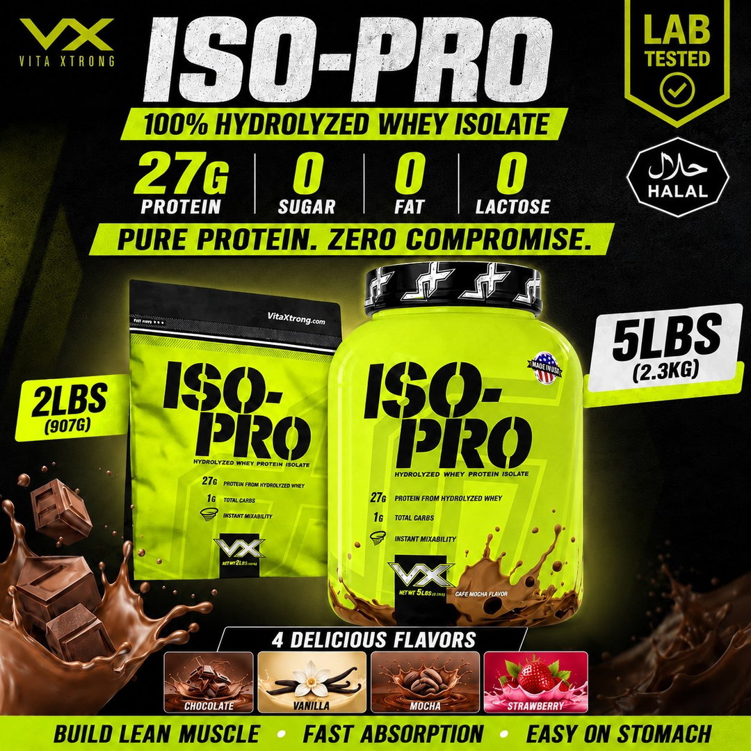 VITAXTRONG™ ISO-PRO Hydrolyzed Whey Isolate (5lbs / 2.3kg) | 27g Premium Protein • Zero Sugar • Zero Fat • Lactose-Free • Lean Muscle [VX]