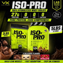 VITAXTRONG™ ISO-PRO Hydrolyzed Whey Isolate (5lbs / 2.3kg) | 27g Premium Protein • Zero Sugar • Zero Fat • Lactose-Free • Lean Muscle [VX]