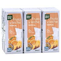 HiperDino fruta y leche tropical 6 x 20 cl