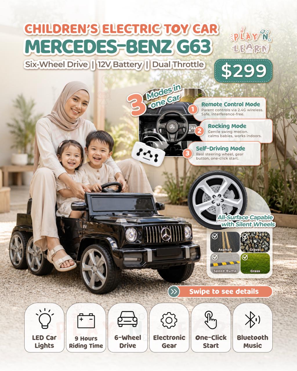 Mercedes-Benz G63 6-Wheel Ride On Car 