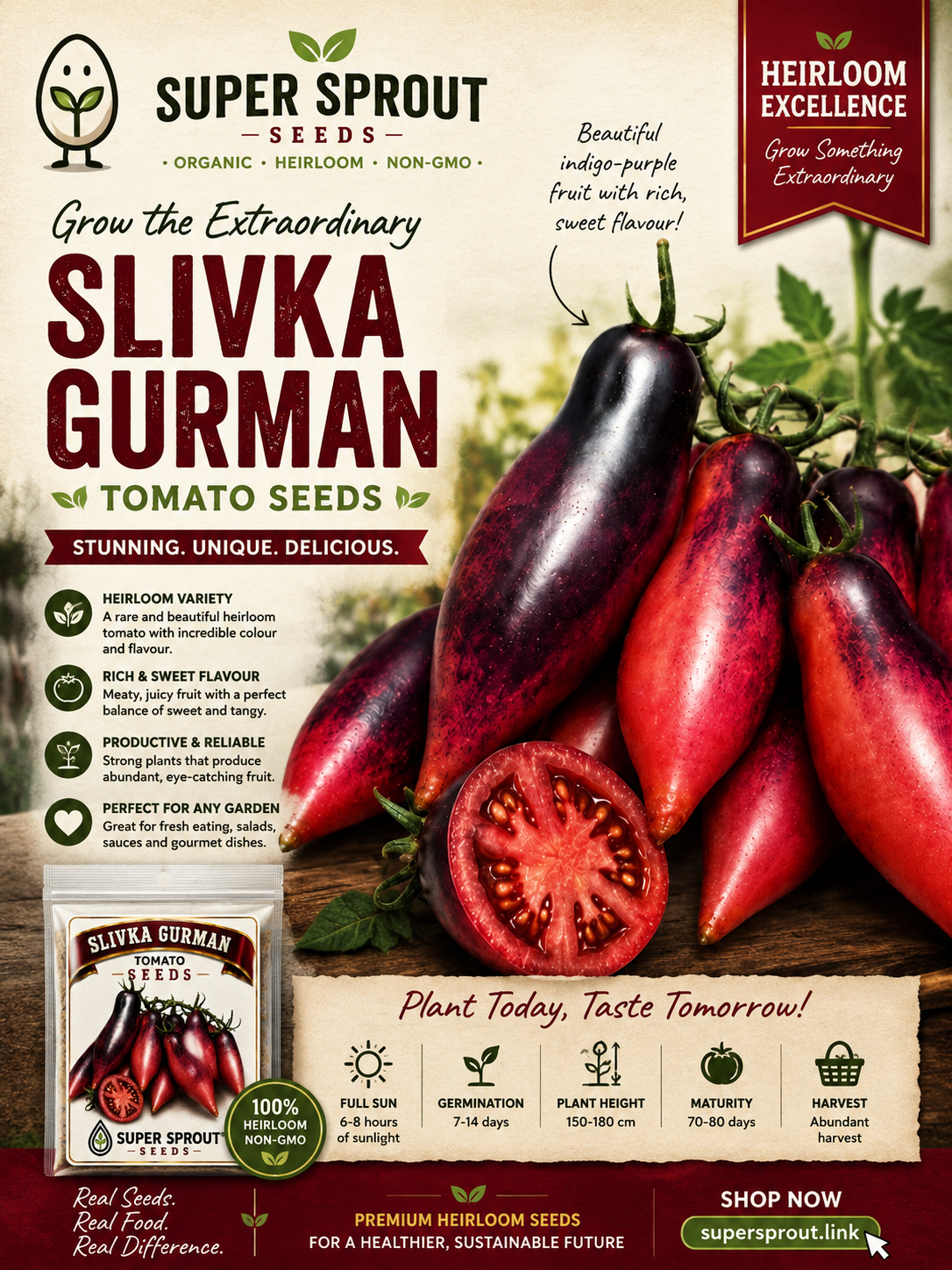 🍅SLIVKA GURMAN TOMATO🍅 x 10 seeds_2