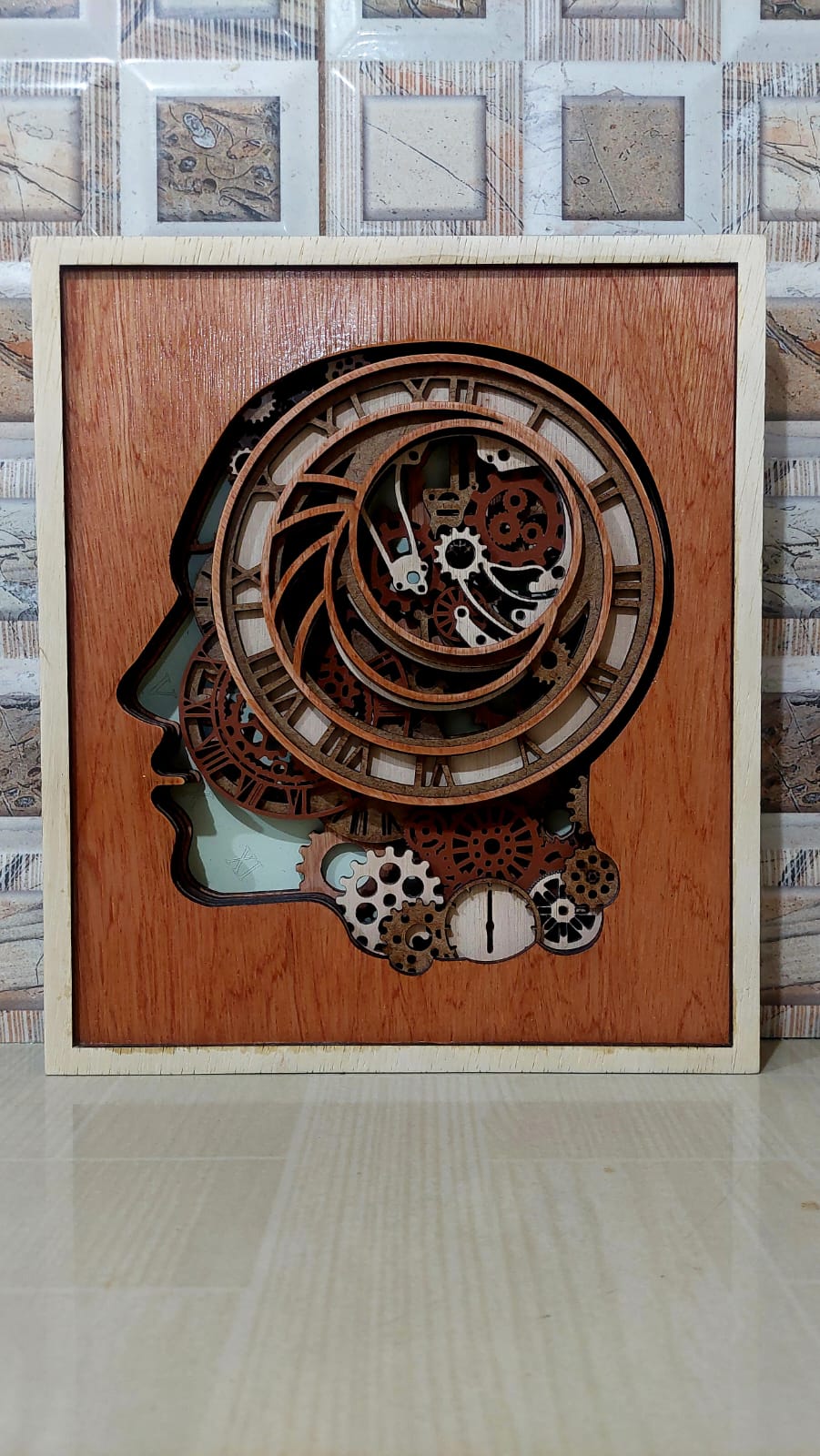 3D Steampunk Clockwork Head Wall Art