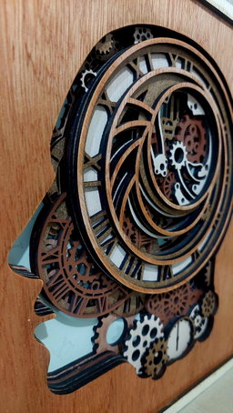 3D Steampunk Clockwork Head Wall Art