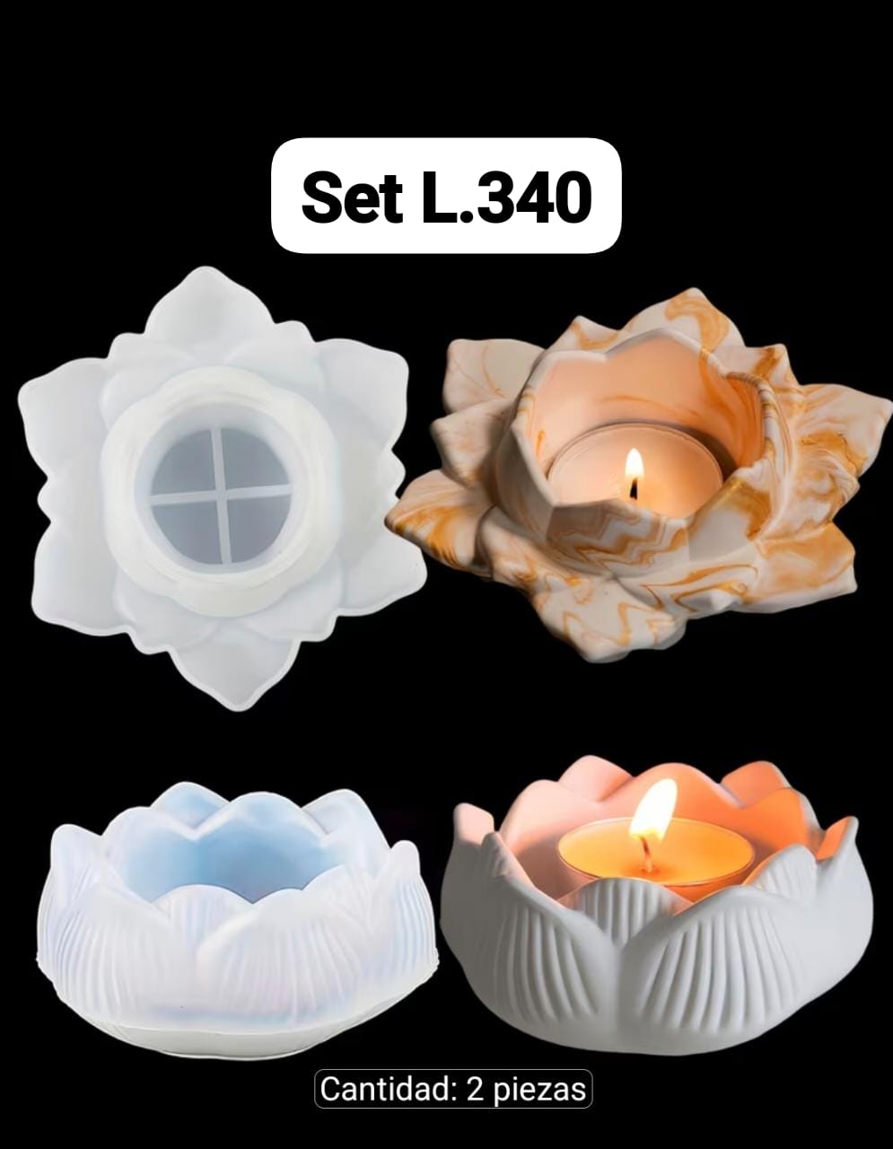 Set de 2 moldes flor loto