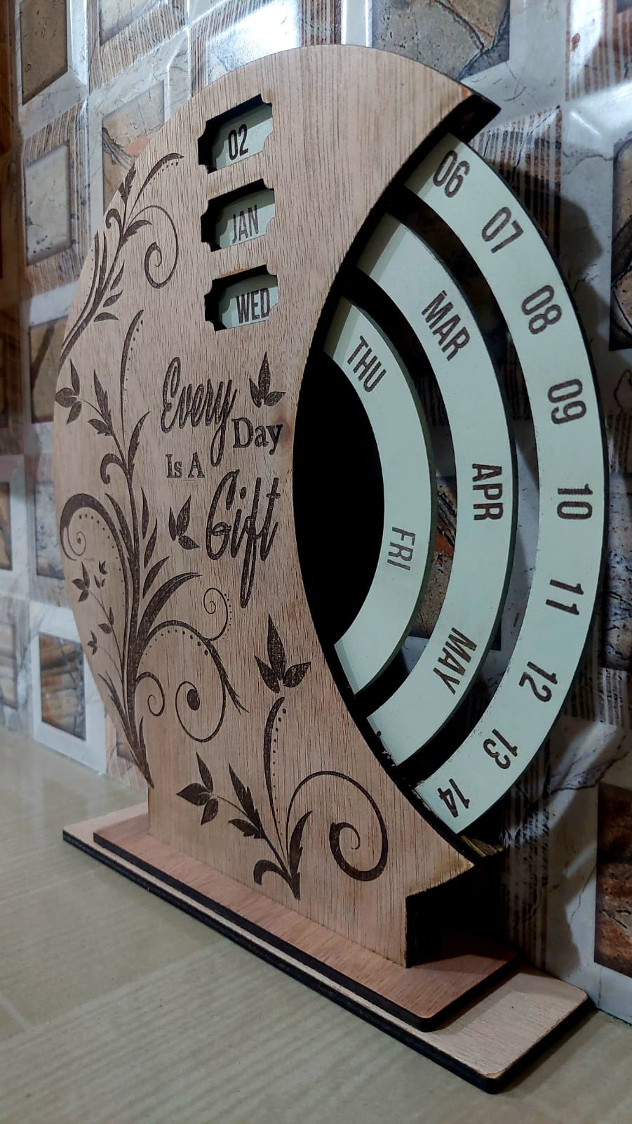 Wooden laser cut perpetual calendar