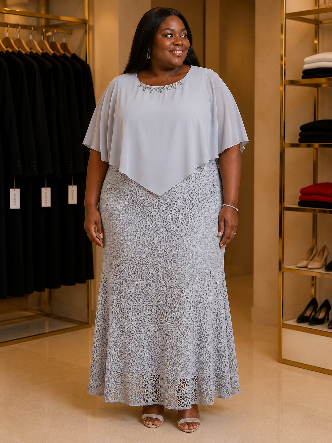 Luceez Cape Dress Gray