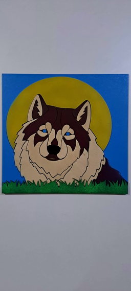Sunset Husky Intarsia laser art