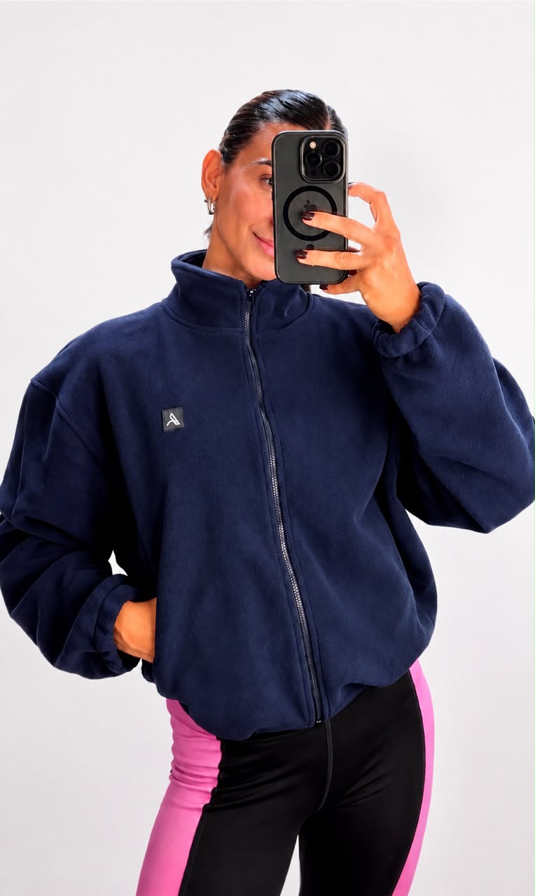 Chaqueta fluffy azul oscuro