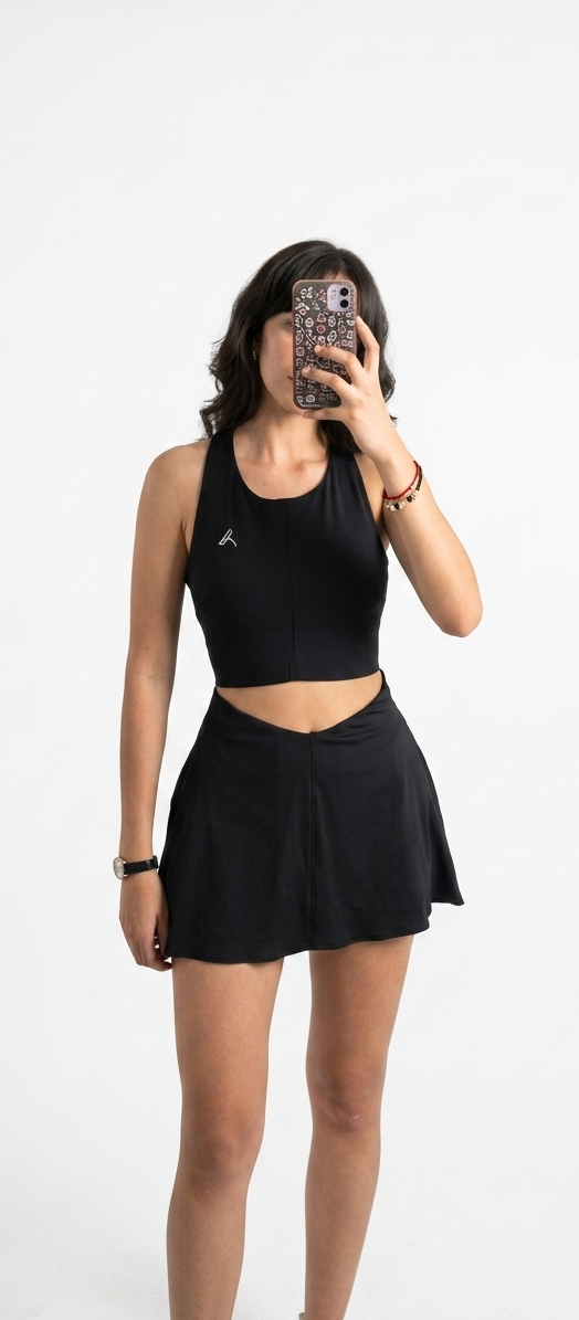 Top y falda lisa negra