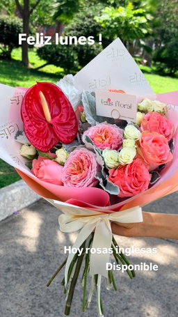 Rosas inglesas + anturio 