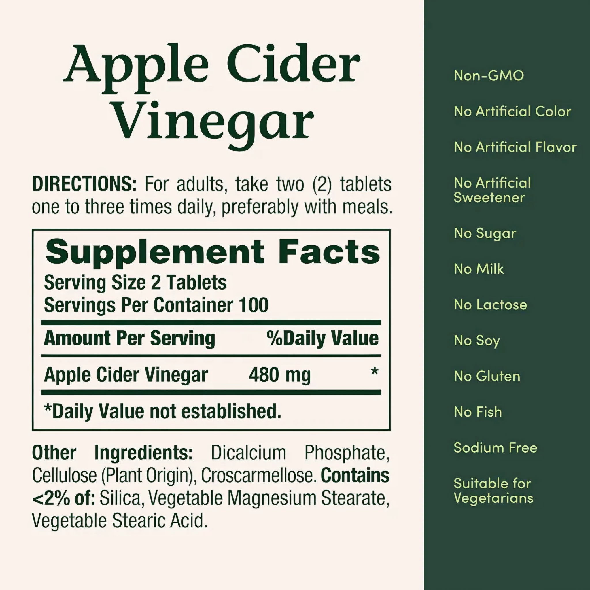 Nature's Bounty - Apple Cider Vinegar 480mg, 200 Tablets_1