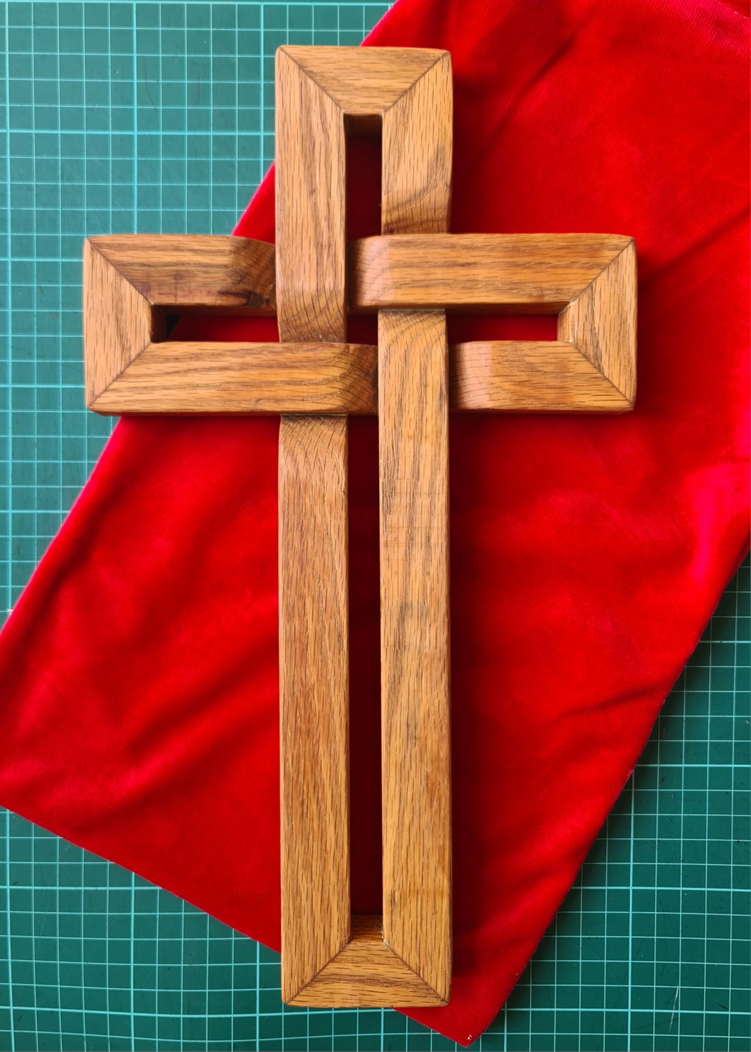 White Oak Wood Woven Cross