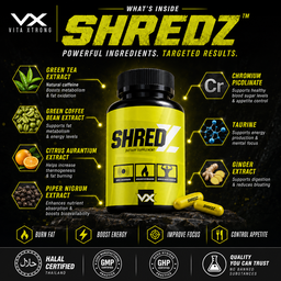 VITAXTRONG™ SHREDZ (100 Capsules) | Advanced Thermogenic Fat Burner with Natural Caffeine • Energy, Focus & Cutting Support [VX]