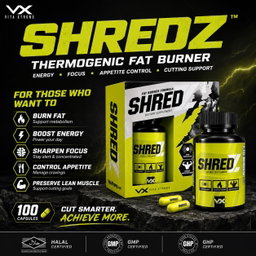 VITAXTRONG™ SHREDZ (100 Capsules) | Advanced Thermogenic Fat Burner with Natural Caffeine • Energy, Focus & Cutting Support [VX]