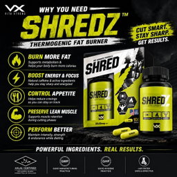 VITAXTRONG™ SHREDZ (100 Capsules) | Advanced Thermogenic Fat Burner with Natural Caffeine • Energy, Focus & Cutting Support [VX]