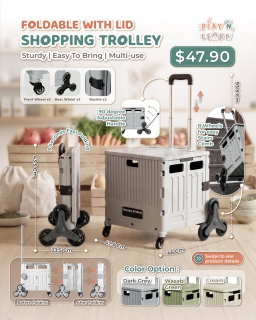 FOLDABLE SHOPPING TROLLEY WITH LID 