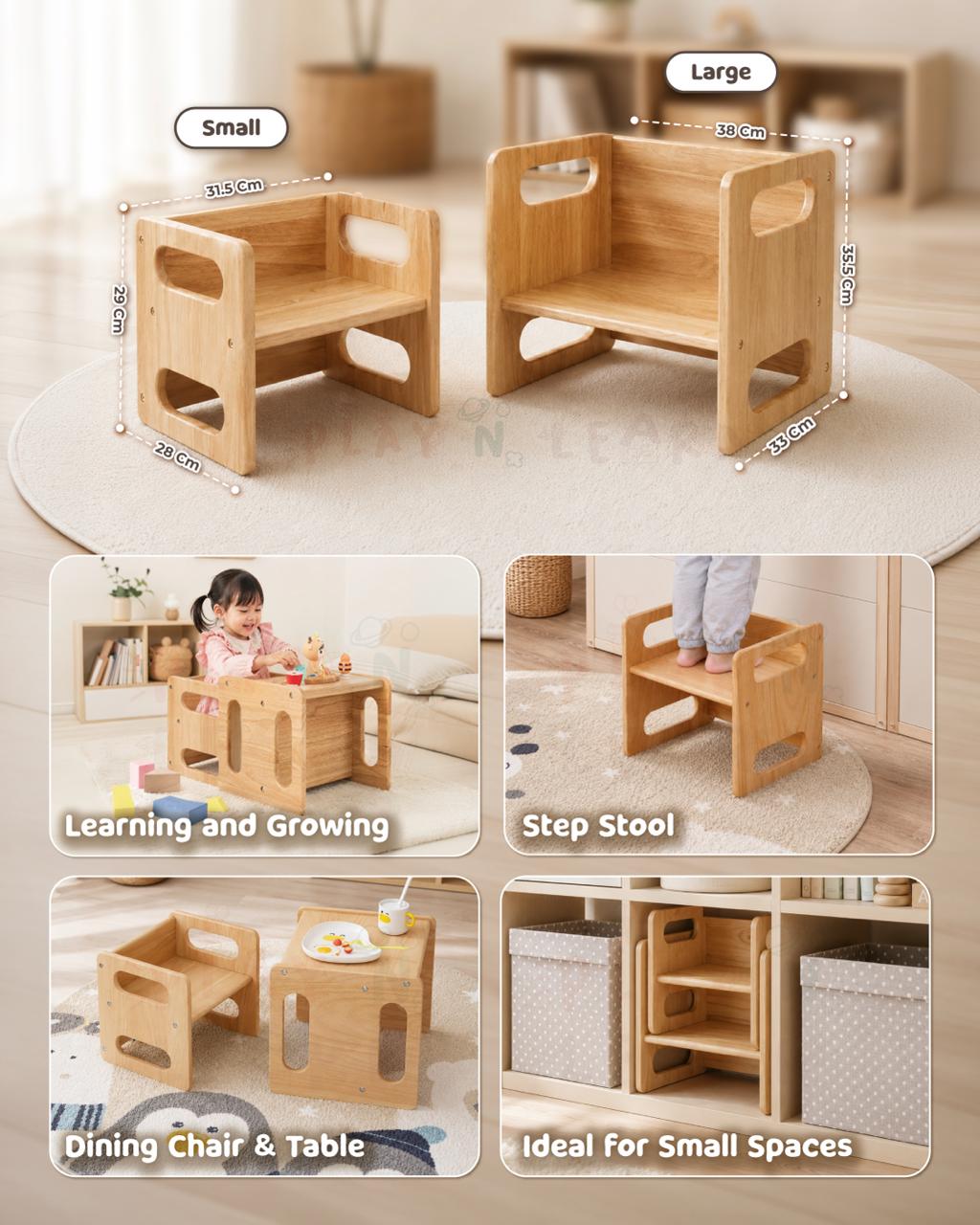 Montessori Wooden Chair & Table Set _1