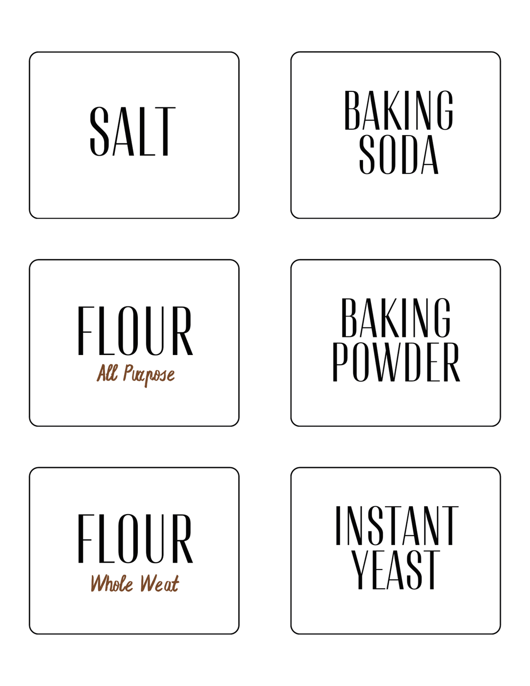 Baking Pantry Labels