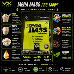 VITAXTRONG™ Mega Mass Pro 1350 | 70g Protein (12lbs/ 5.4kg) • 1350 kcal High Calorie Mass Gainer • Muscle & Weight Gain • Bulking [VX]