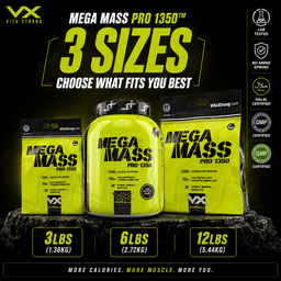 VITAXTRONG™ Mega Mass Pro 1350 | 70g Protein (12lbs/ 5.4kg) • 1350 kcal High Calorie Mass Gainer • Muscle & Weight Gain • Bulking [VX]