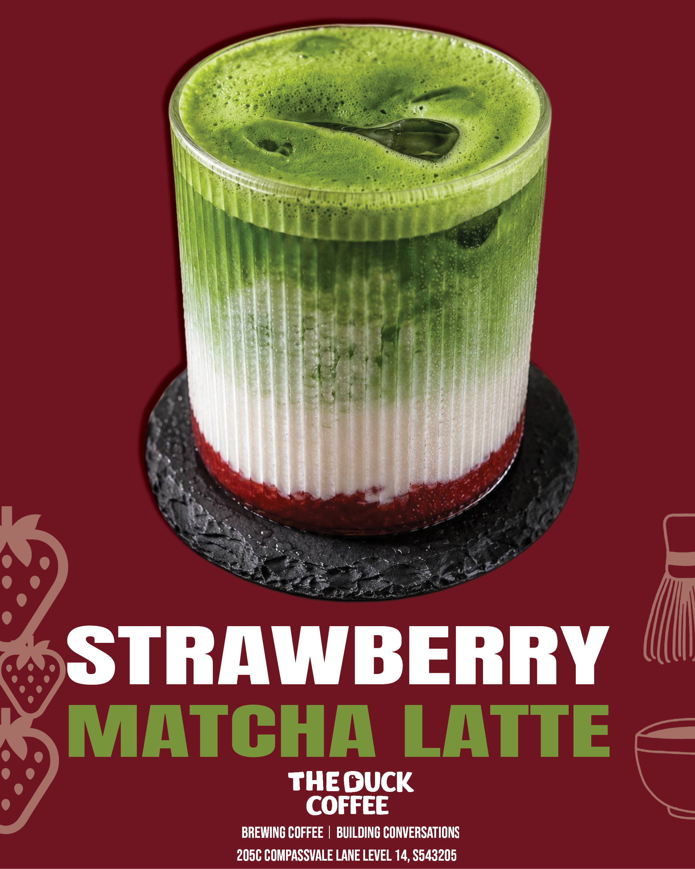 Iced Strawberry Matcha Latte 