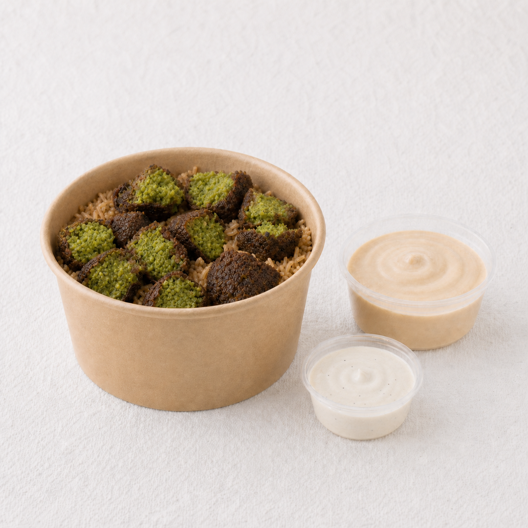 Porción Arroz Libanés Mini Bowl + Topping Falafel