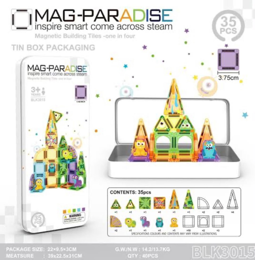 35-Piece Magnetic Building Tiles Set
