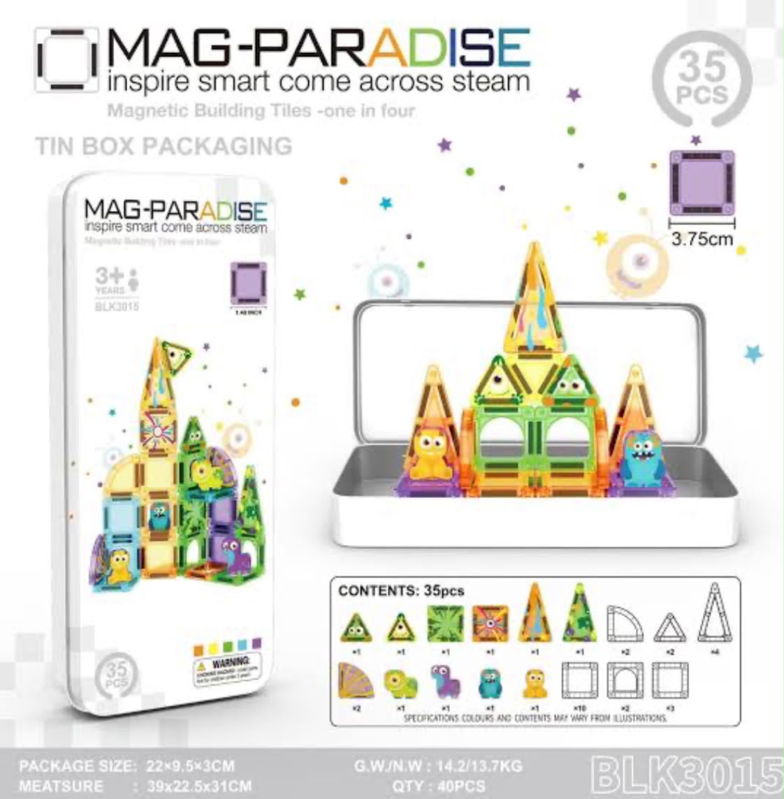 35-Piece Magnetic Building Tiles Set_0