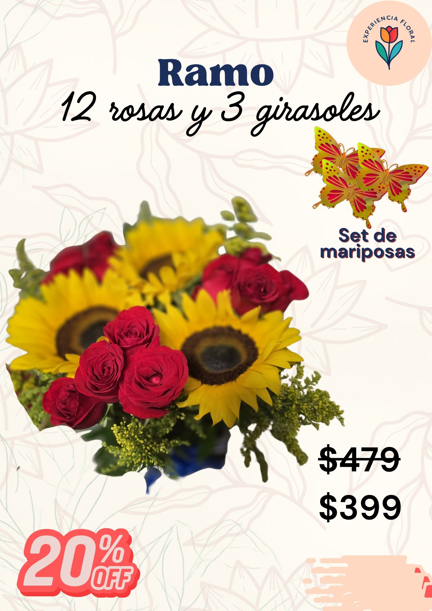 Ramo 12 rosas y 3 girasoles_0