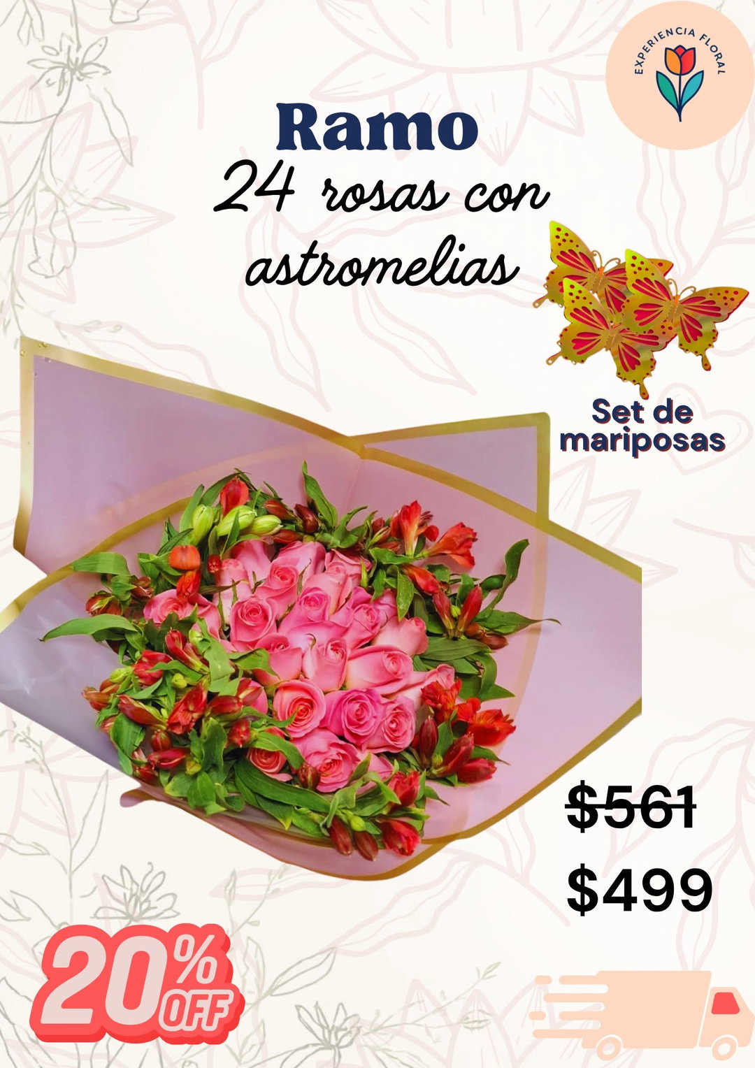 Ramo 24 rosas con astromelias