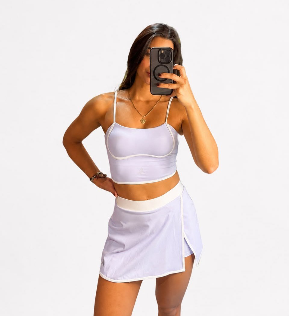 Top y falda lila-blanco