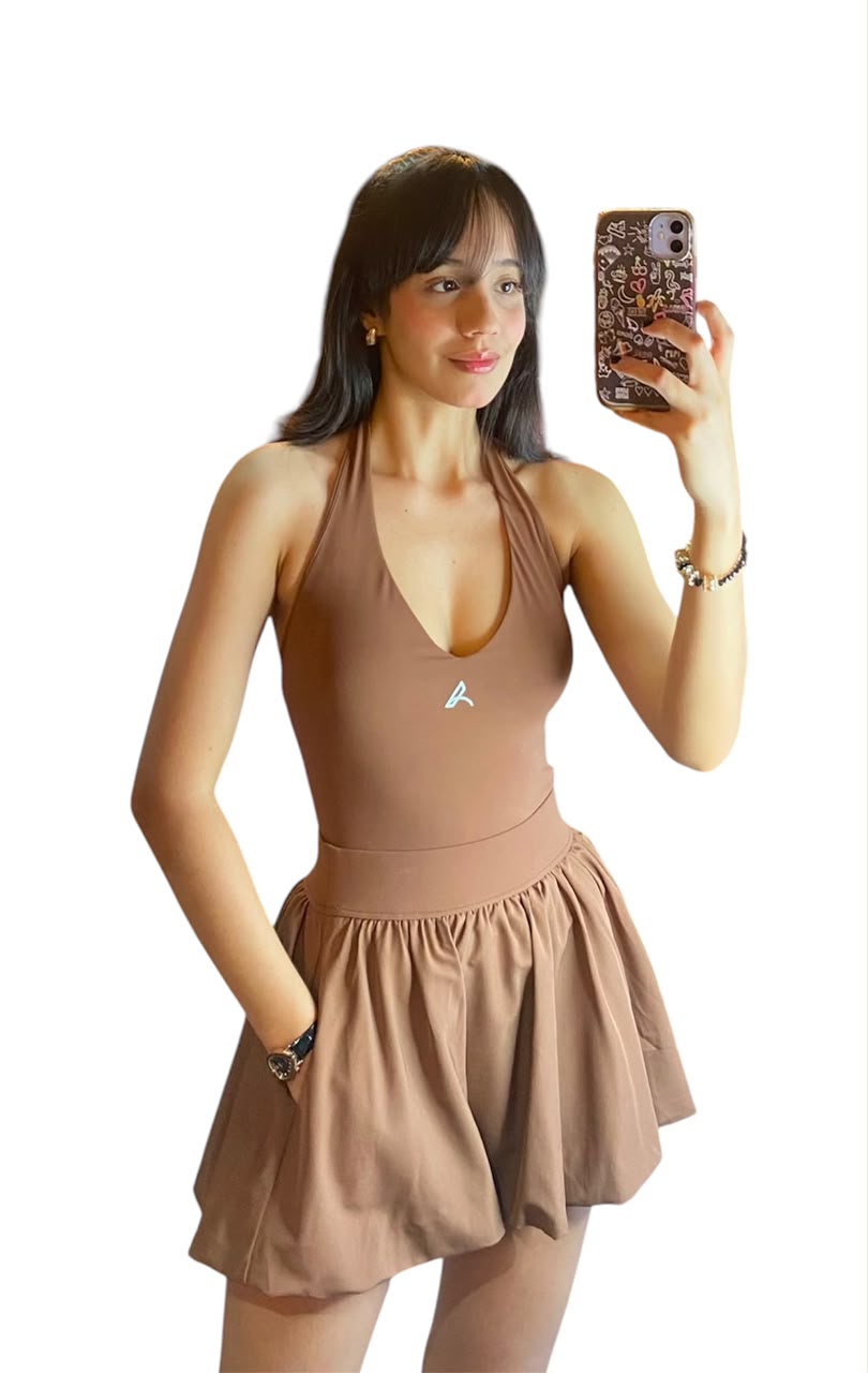 Falda abombada marrón