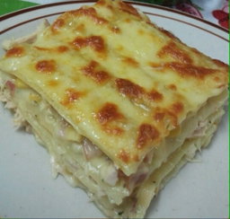 Lagsaña blanca de pollo con hongos / White Chicken Lasagna with Mushrooms