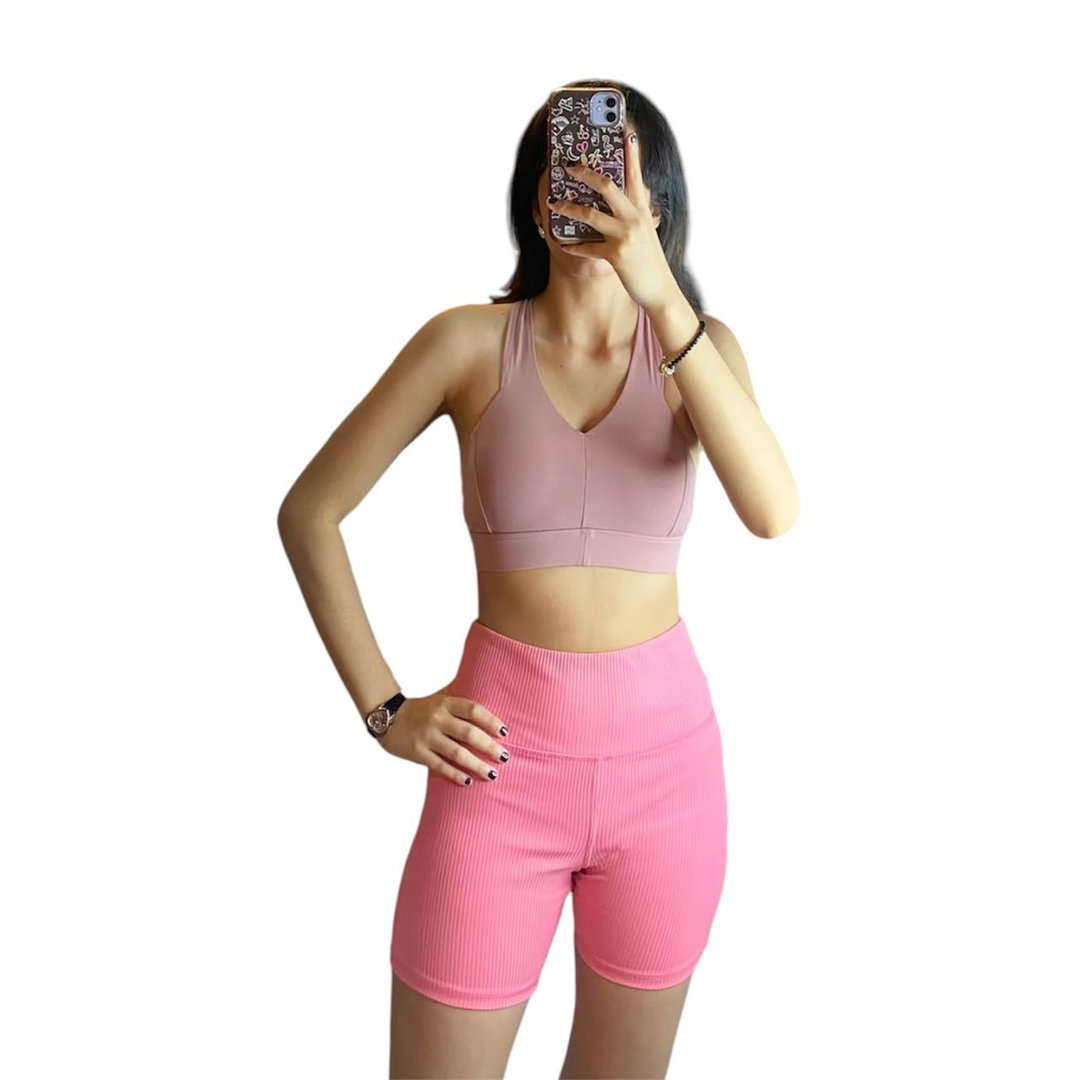 Short acanalado rosado