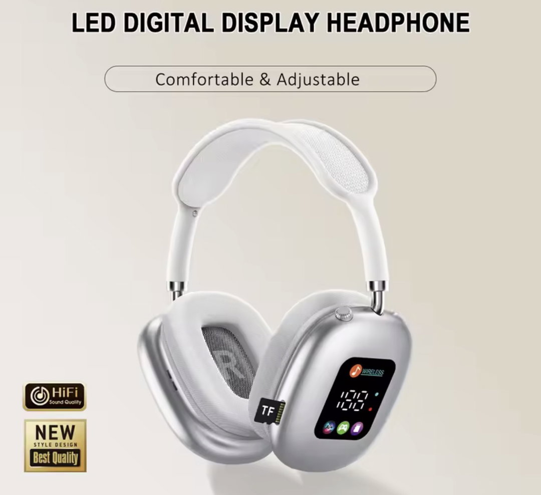 P-Max700 Wireless Headphones with LED Digital Display