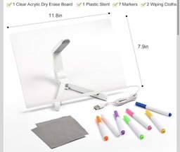 Dry-Erase DIY Writing Board with Stand, Markers & Wiping Cloths