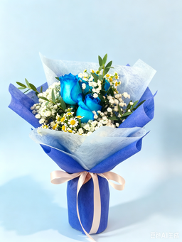 Rose Value Pack - 3 stalk with Baby's breath with Chamomile or Eucalyptus Parvifolia/Leaves
