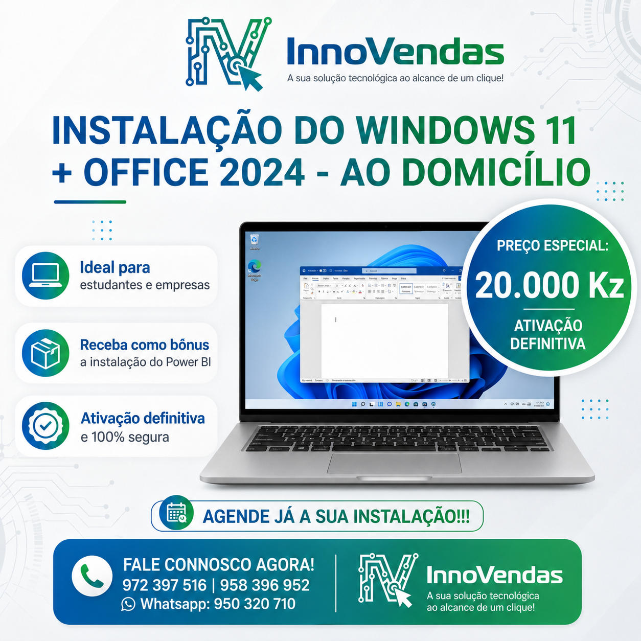 💻 Instalação do Windows 11 + Office 2024 (ao Domicílio)