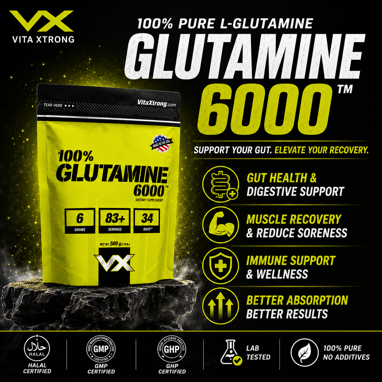 VITAXTRONG 100% Glutamine [300g / 500g / 1kg] – Faster Muscle Recovery, Repair & Immune Boost [VX]_0