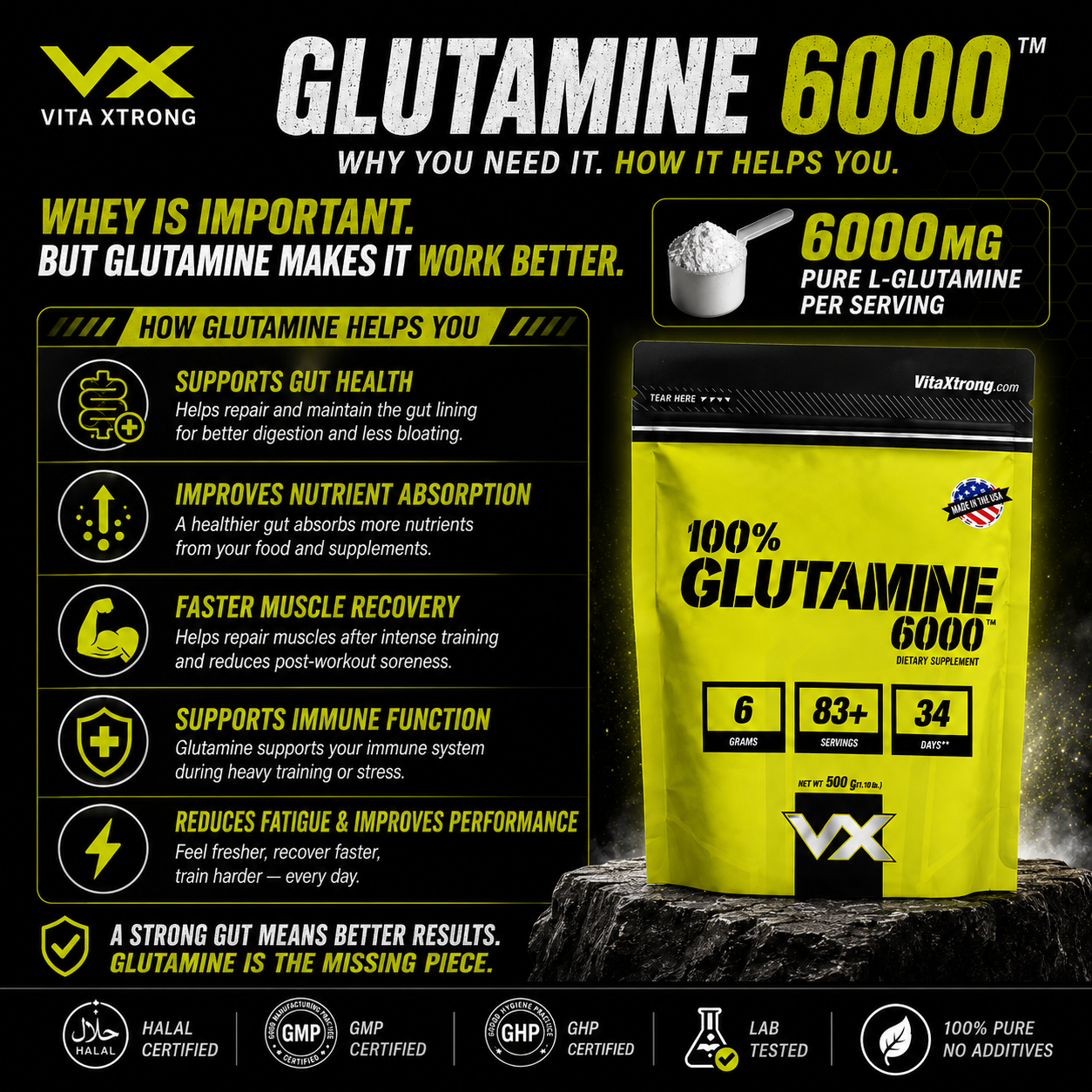 VITAXTRONG 100% Glutamine [300g / 500g / 1kg] – Faster Muscle Recovery, Repair & Immune Boost [VX]_3