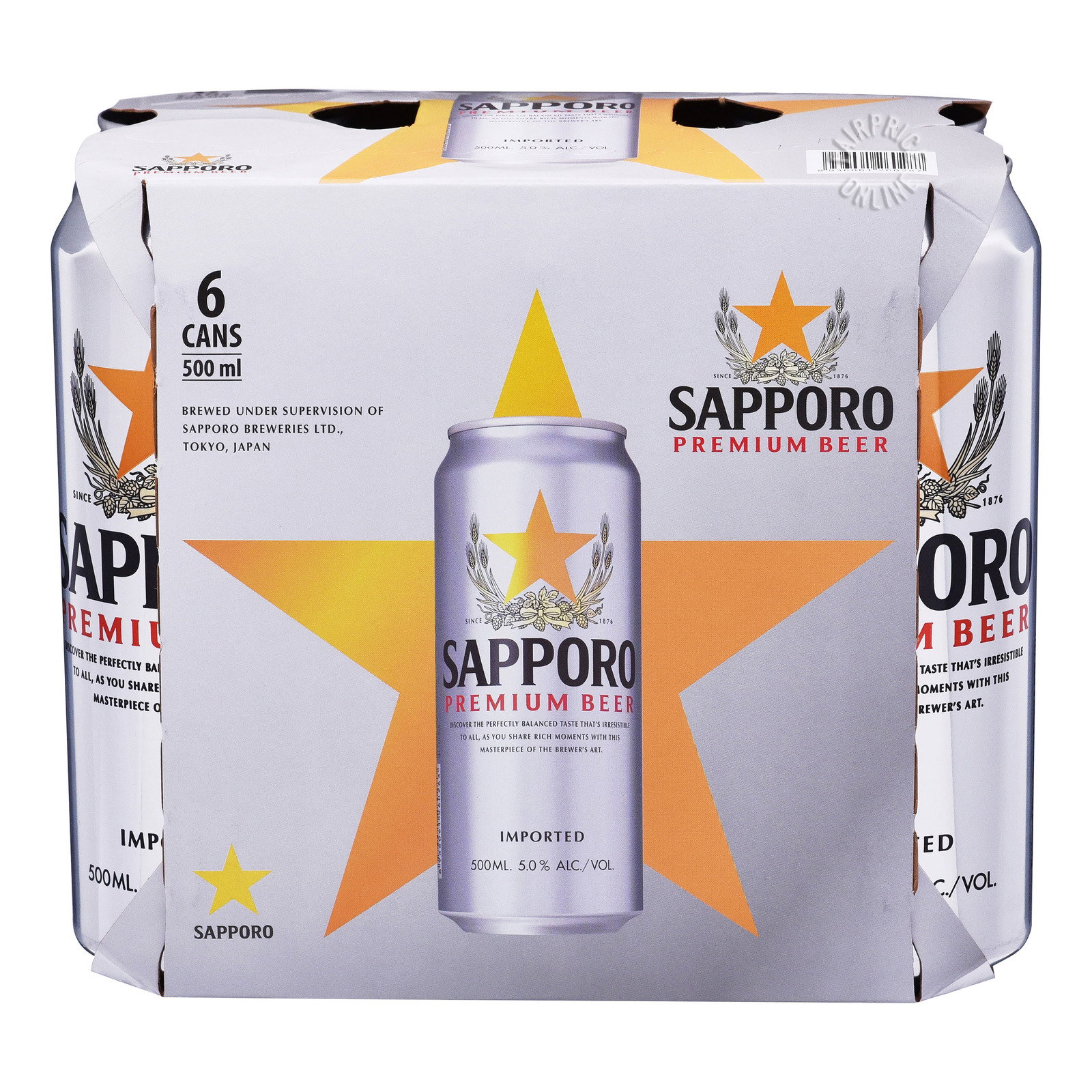 Sapporo Premium Beer (Silver) 6×500ml｜札幌银罐啤酒6罐装_0