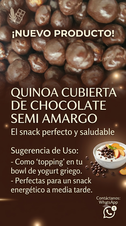 Quinoa inflada cubierta de semiamargo 