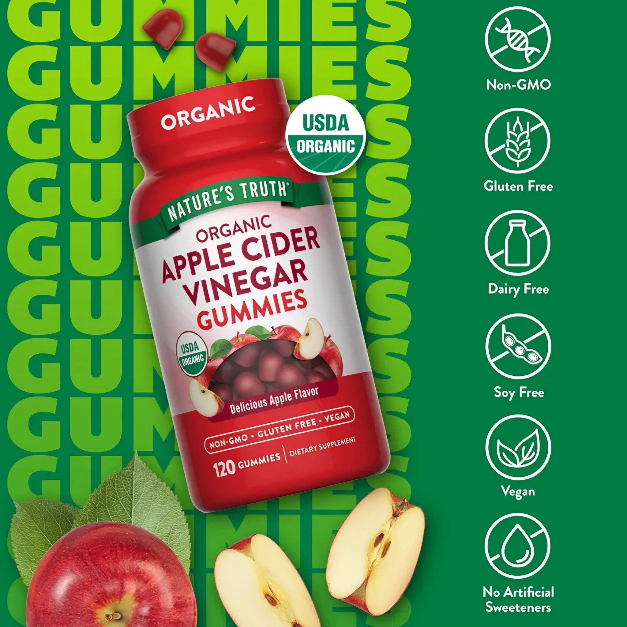 Nature's Truth - Apple Cider Vinegar Organic Gummies, 120 Gummies_3