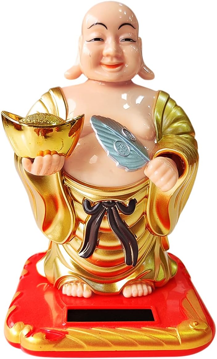 Solar Laughing Buddha for Health Wealth & Prosperity
