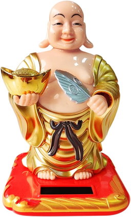 Solar Laughing Buddha for Health Wealth & Prosperity