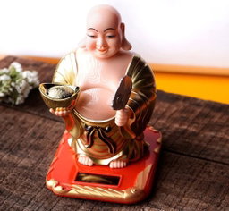 Solar Laughing Buddha for Health Wealth & Prosperity