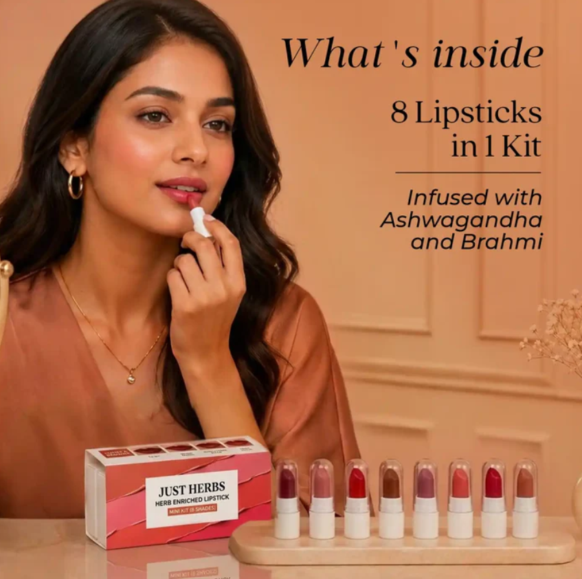Herb Enriched Ayurvedic Lipstick Micro-Mini Kit | 8 shades_1